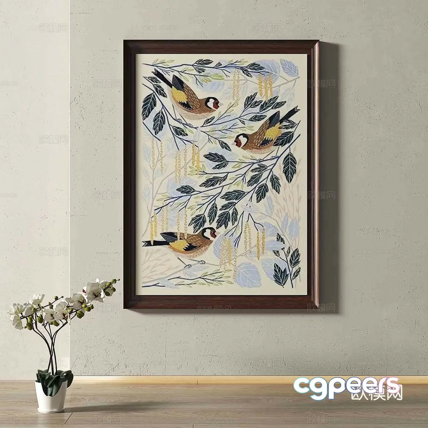 Retro hanging paintings decorative paintings 3d model