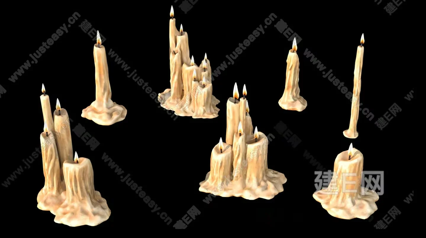 A Collection Of Candles 3D Model – 20060 – VRAY Render