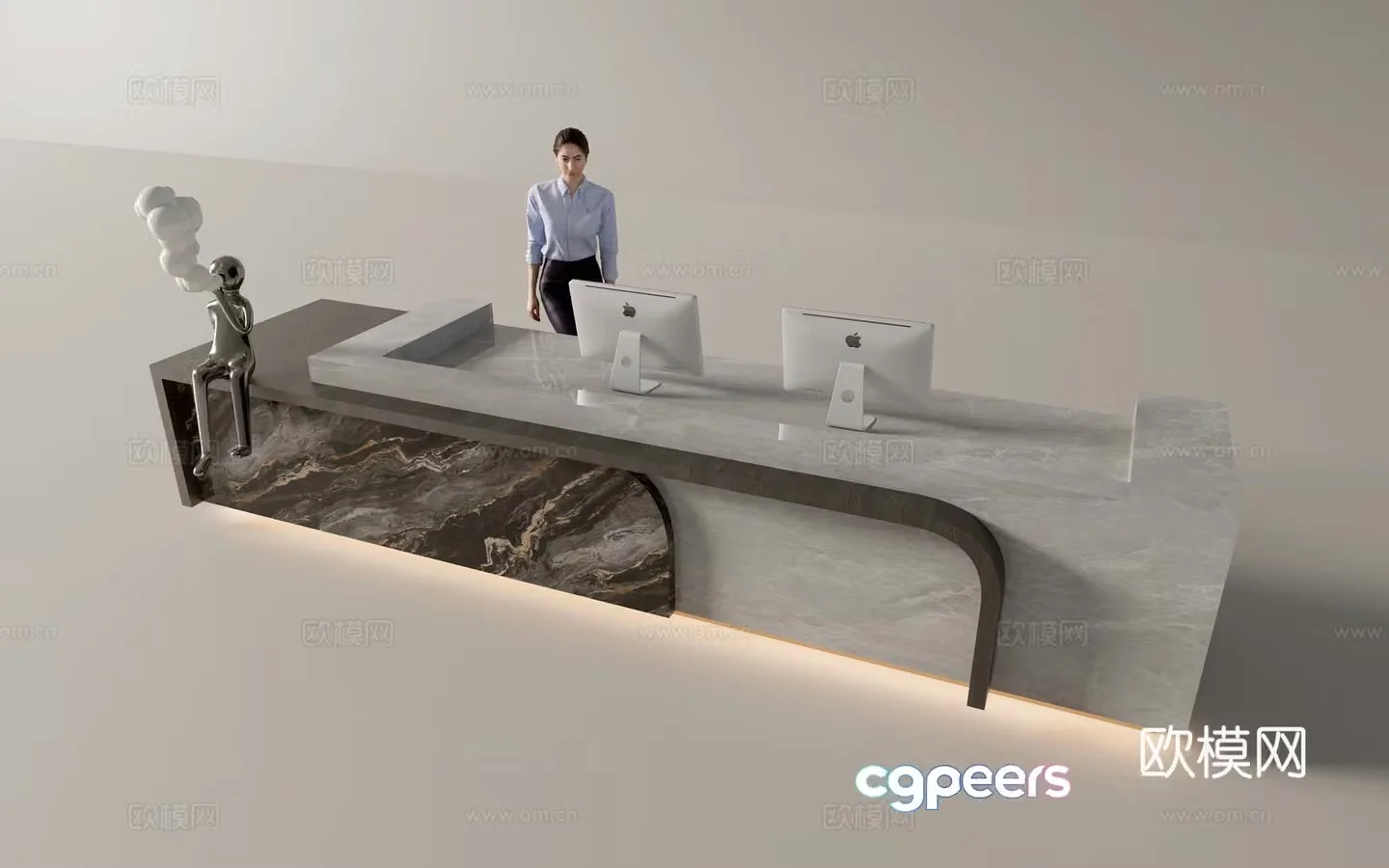 Modern front desk reception desk service desk 3d model