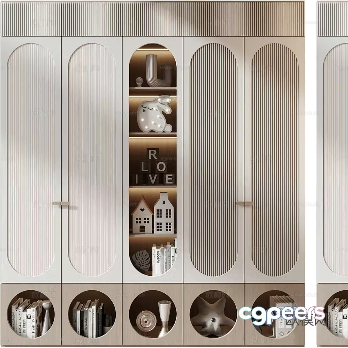 Modern creamy style children’s wardrobe 3d model