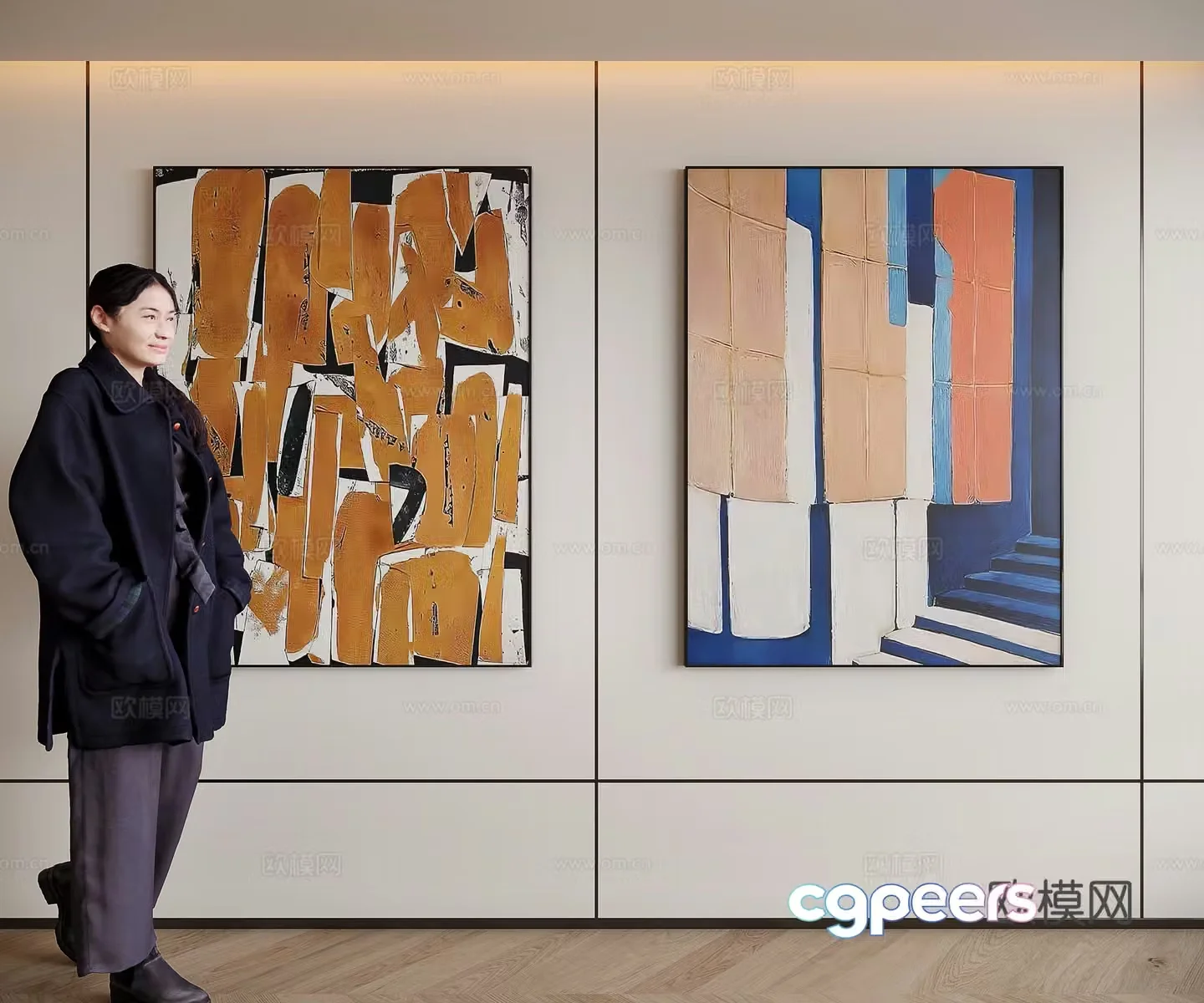 Modern minimalist decorative painting 3d model