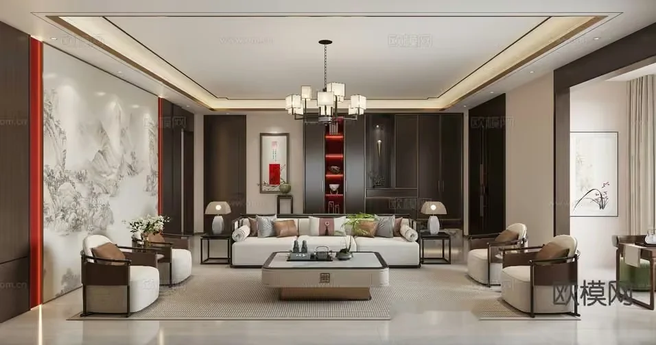Modern Living Room 3D Model – 4589 – VRAY Render