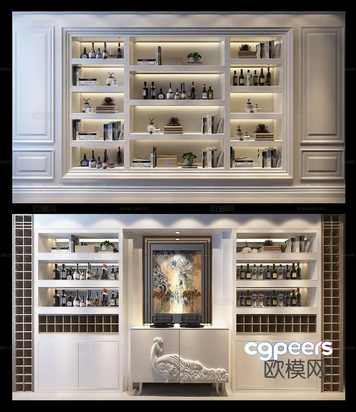 Simple European decorative cabinet bookcase 3D model