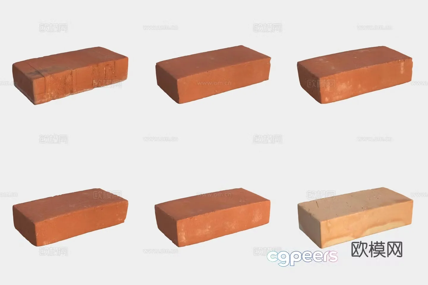 Red brick floor tiles building materials stone 3d model