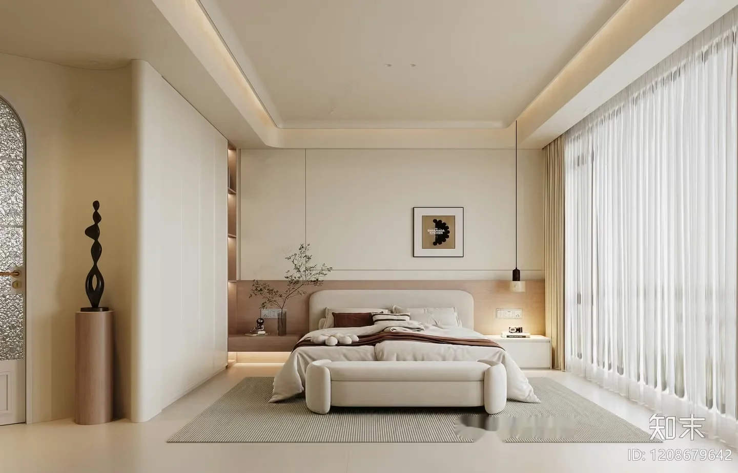 Modern Minimalist Bedroom 3D Model – 214 – VRAY Render