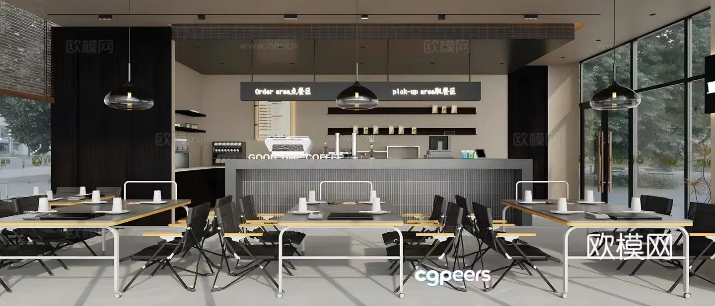 Industrial style cafe 3d model