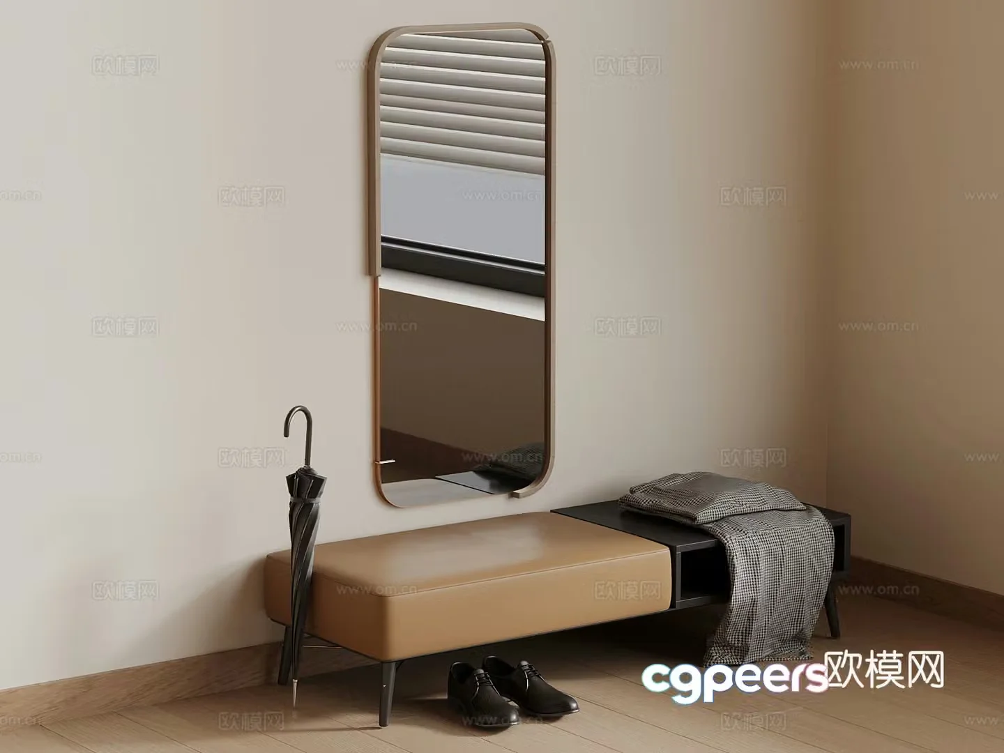 Shoe change stool Modern shoe change stool Mirror 3D model