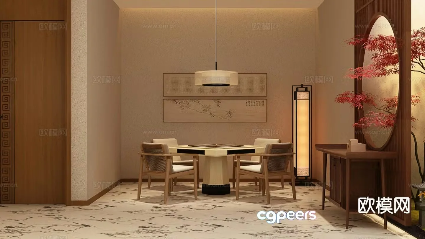 New Chinese style mahjong room 3d model