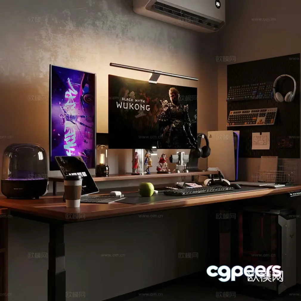 Modern e-sports room e-sports room computer room digital product portfolio desktop computer tablet 3D model