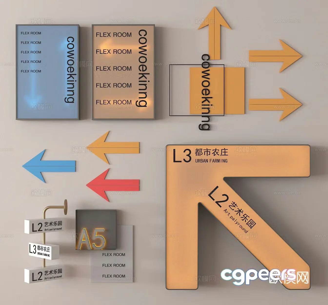 Advertising signs Signs Guide signs Guide signs 3D model