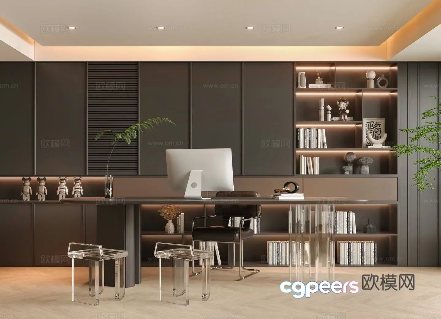 Modern study room 3d model