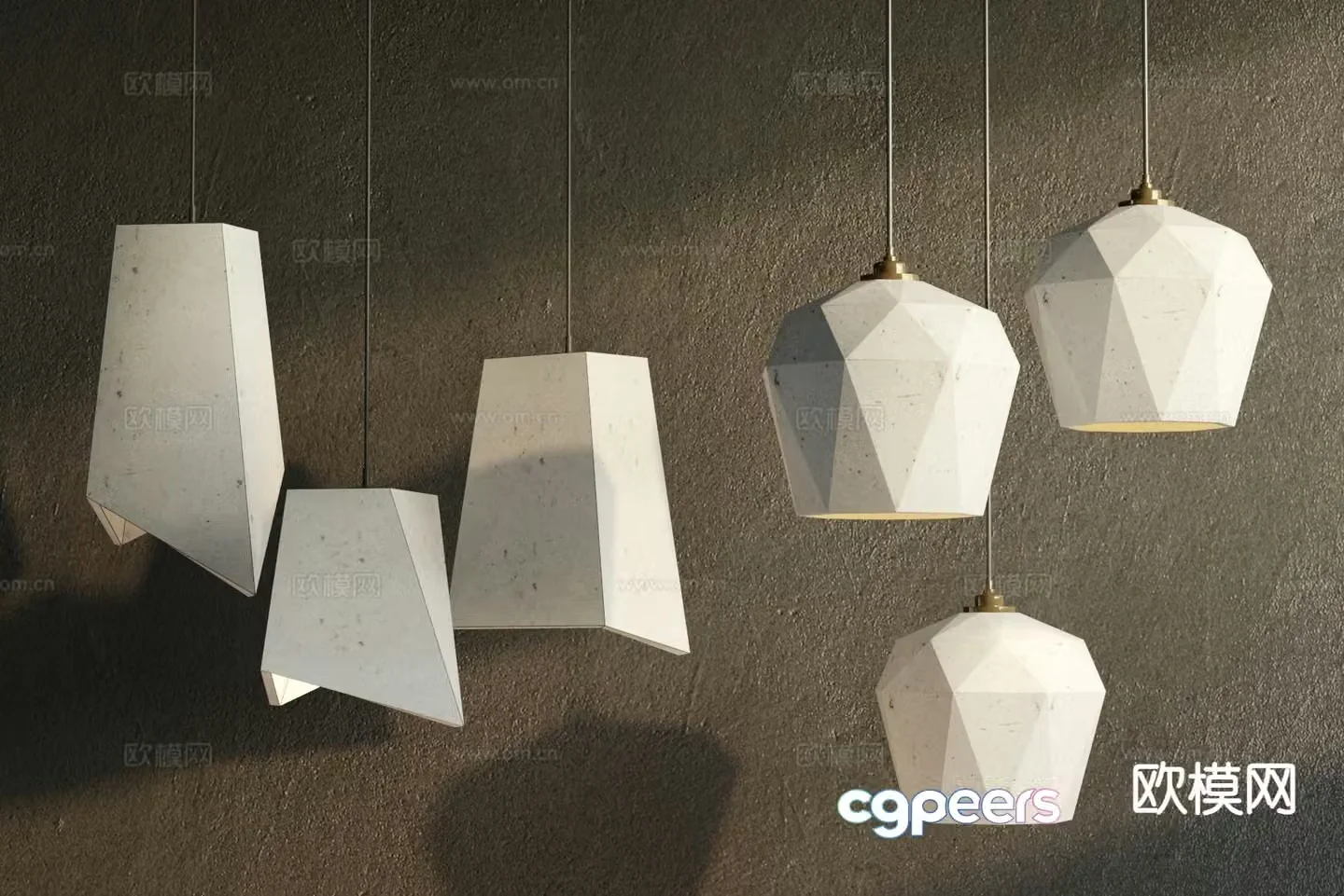 Industrial style cement chandelier 3d model