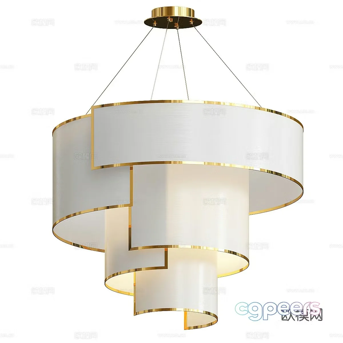 New Chinese style light luxury decorative chandelier 3D model