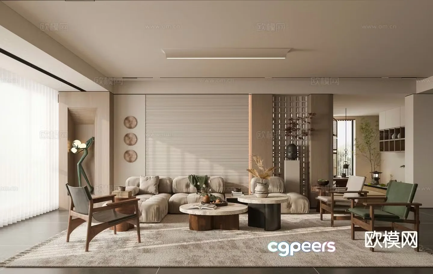 Wabi-sabi living room 3d model