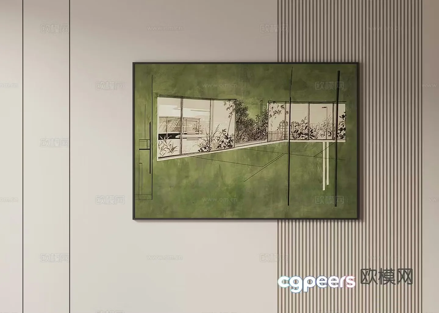 Middle-aged style hanging paintings decorative paintings 3D model