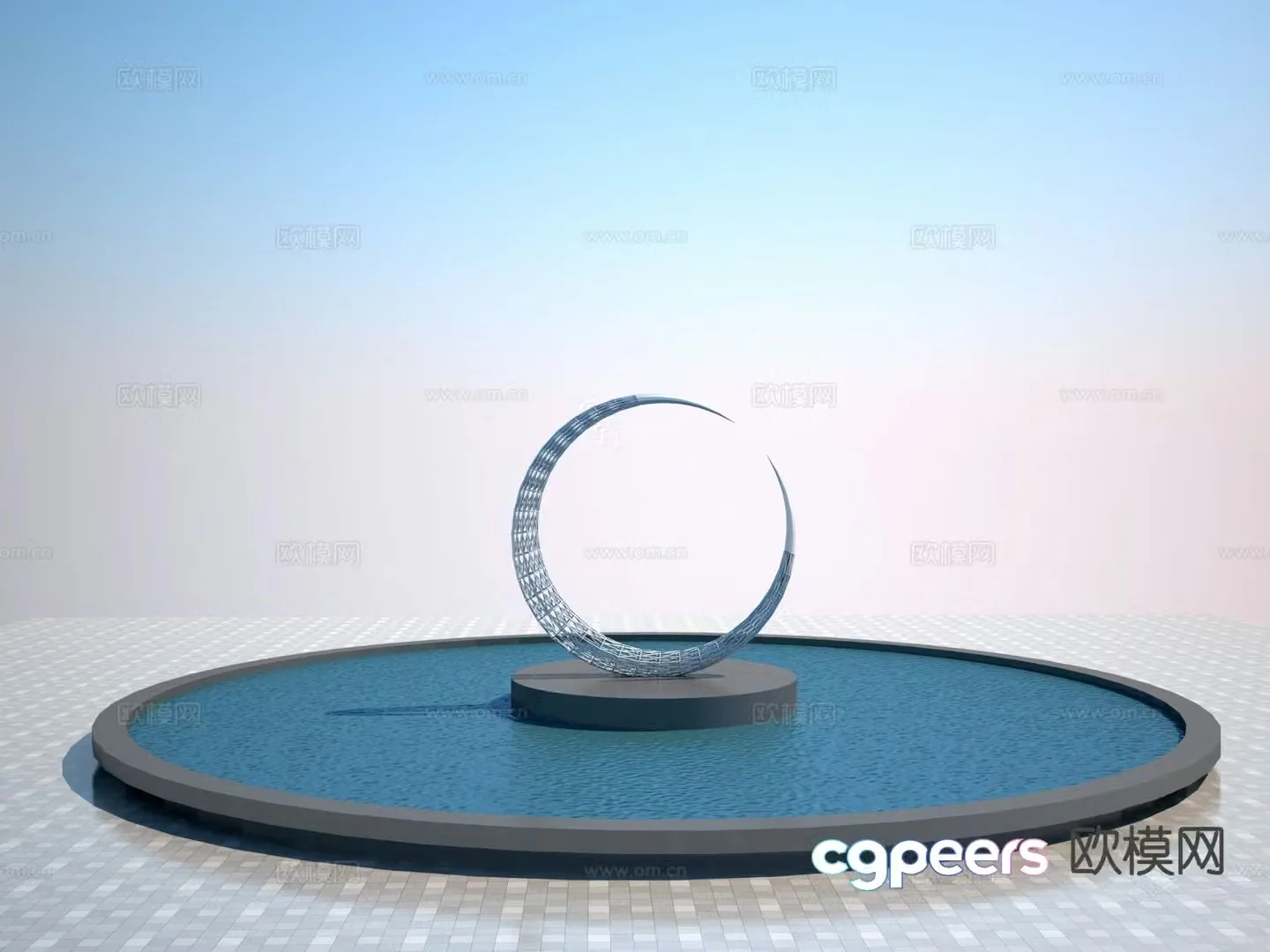 Modern moon sculpture 3d model
