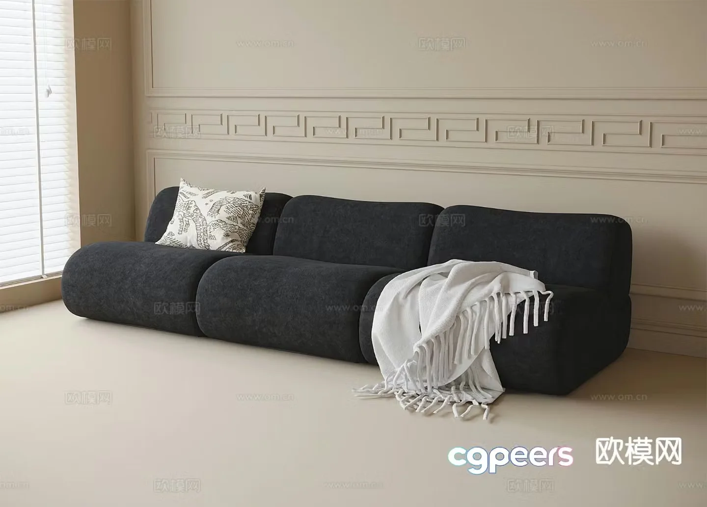 Modern multi-seater sofa 3d model