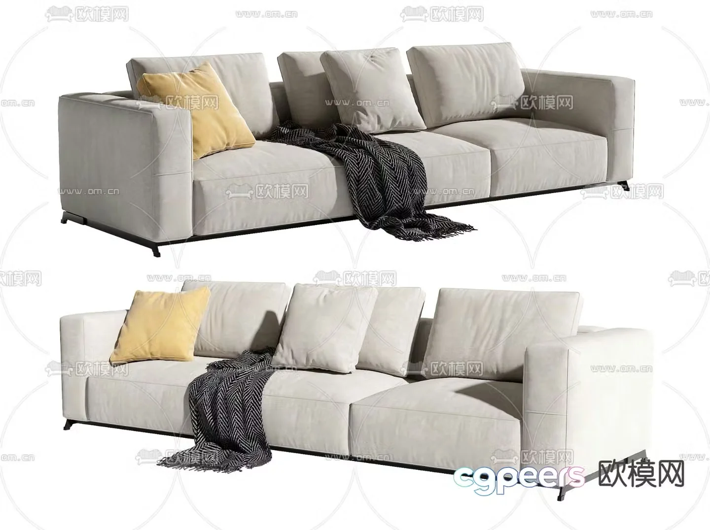 Modern multi-seater sofa 3d model