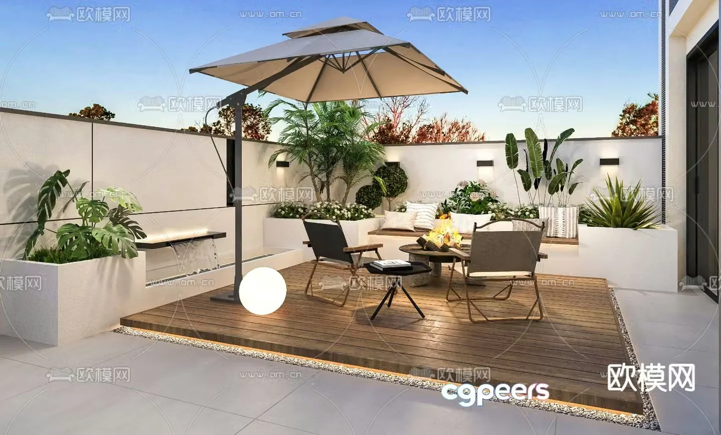Balcony Garden Roof Garden 3d model