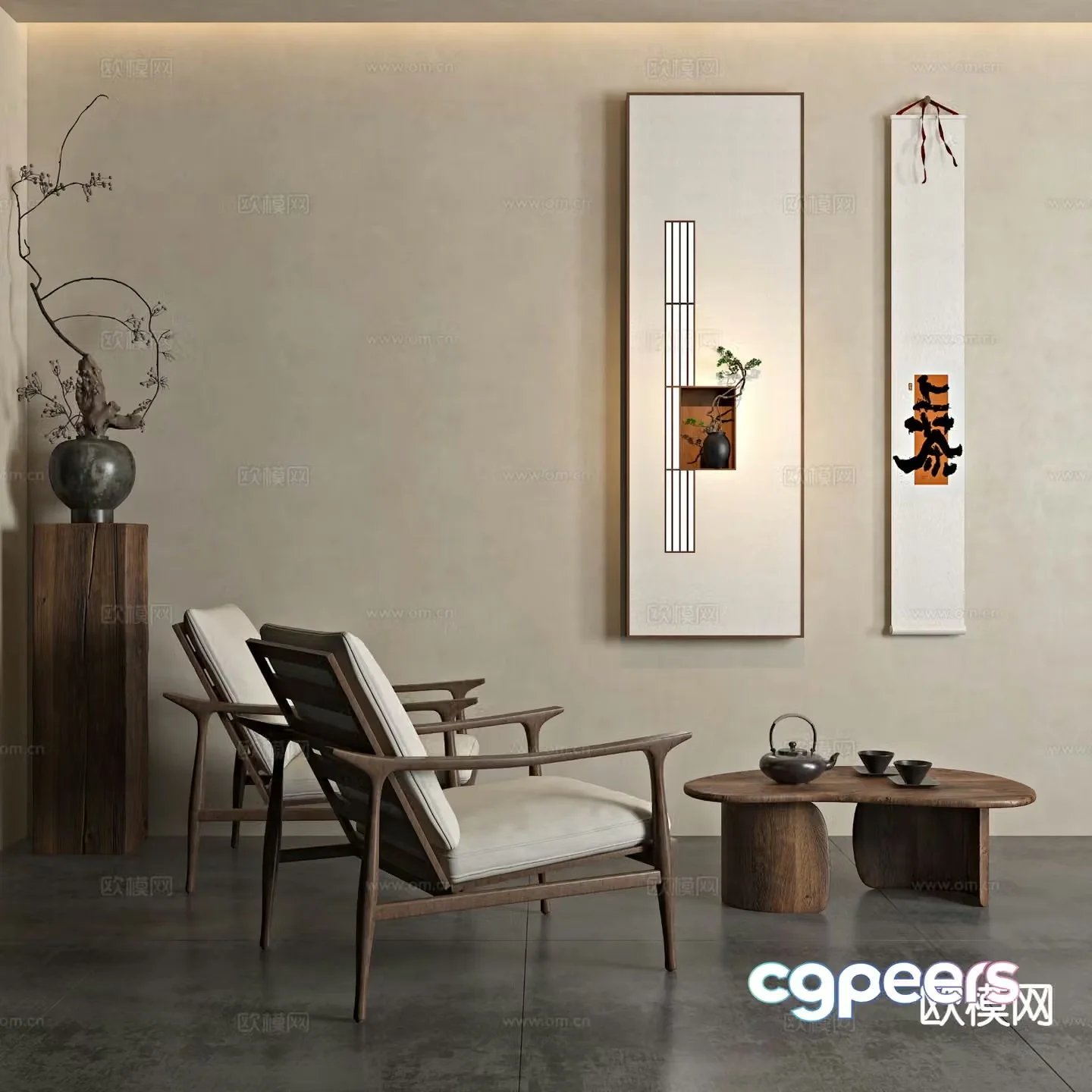 New Chinese style chair leisure chair 3d model