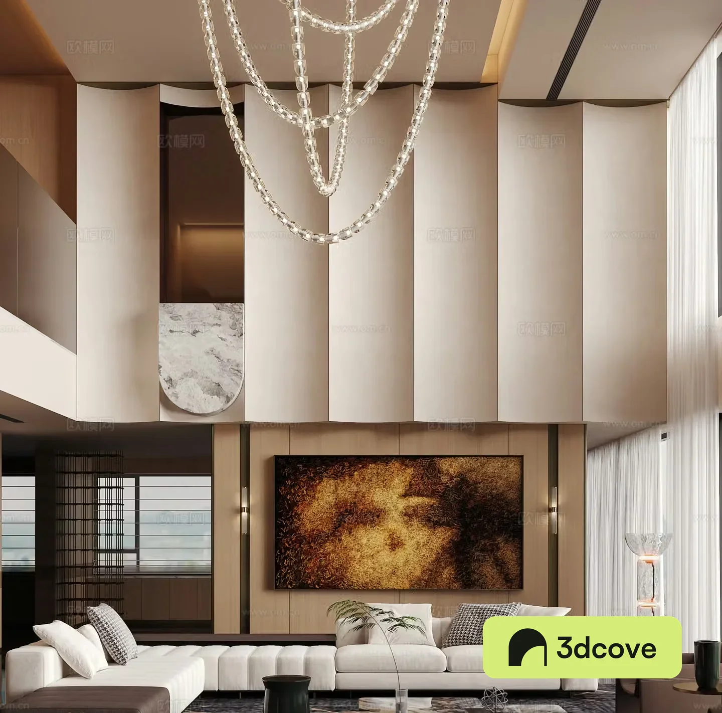 Modern duplex club high-end living room light luxury living room villa living room