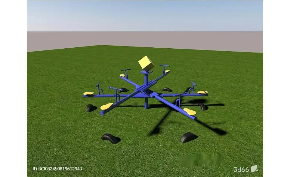 A Blue And Yellow Playground Structure 3D Model – 1896 – VRAY Render