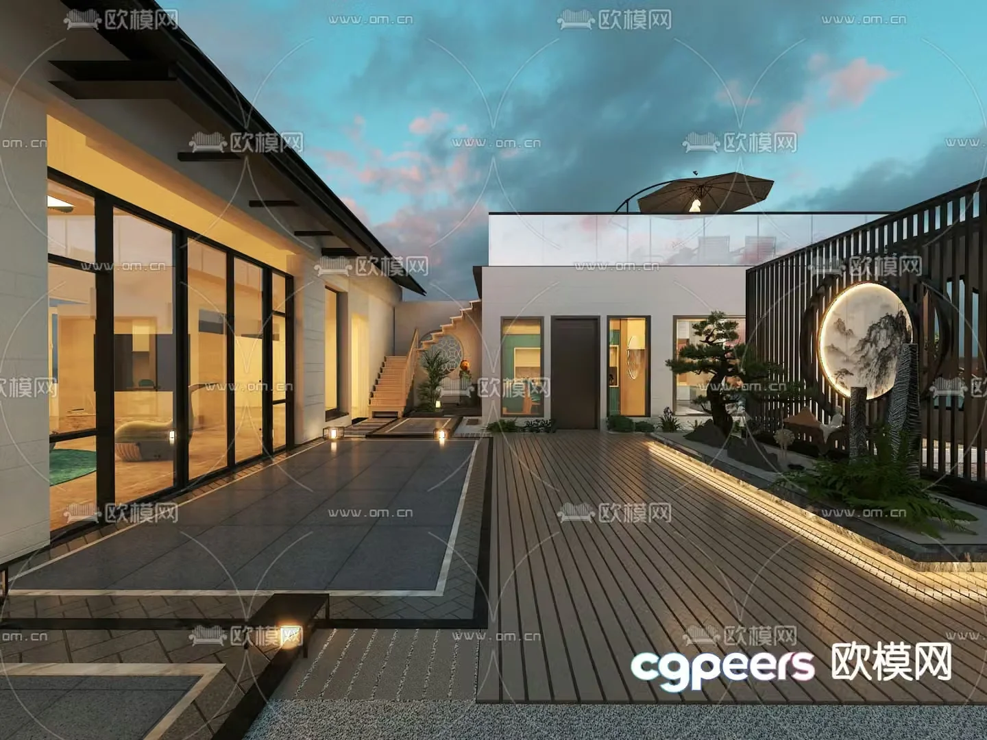 Villa courtyard garden 3d model