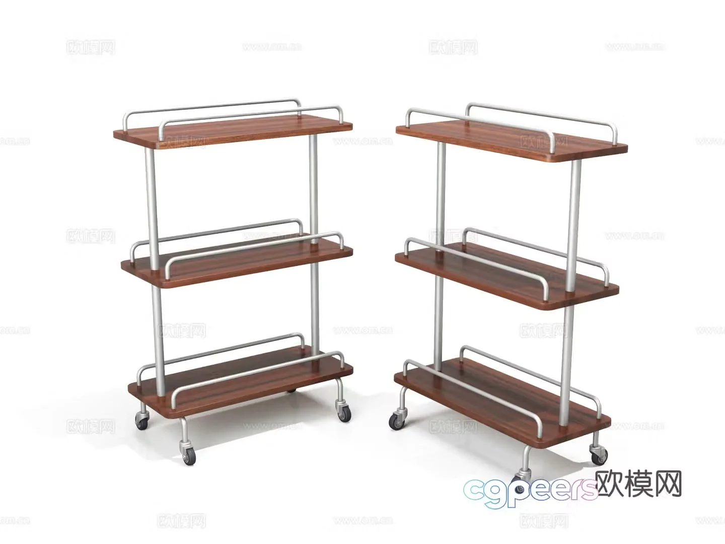 Multi-layer storage rack trolley trolley hand-push storage rack 3D model