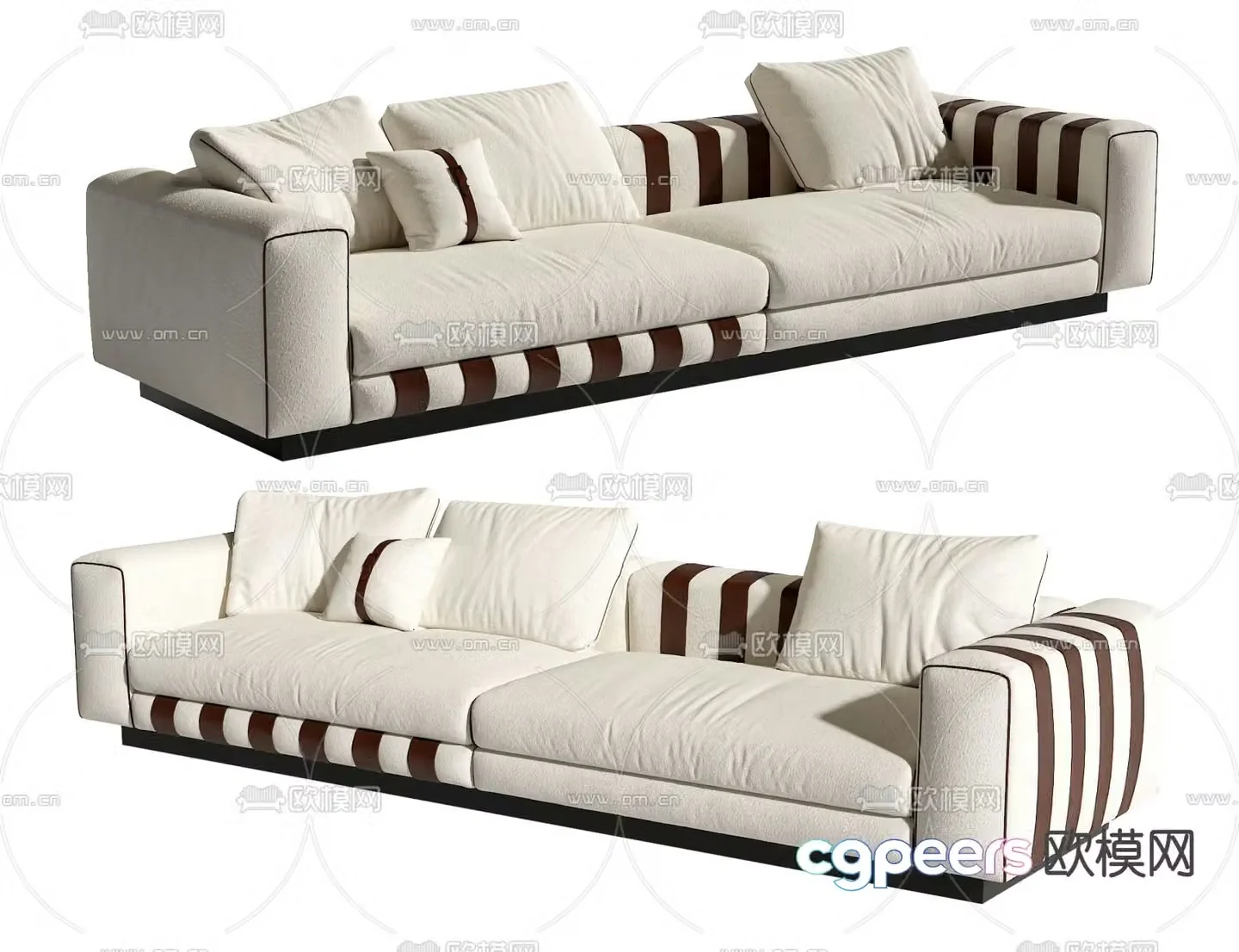 Double sofa upholstered sofa 3d model