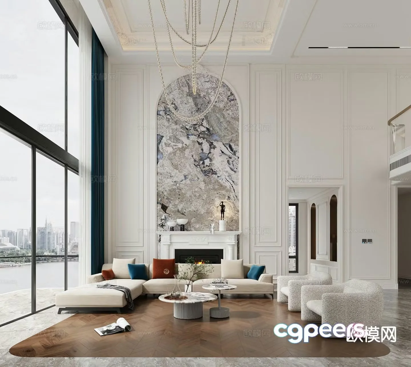 French villa hall 3d model
