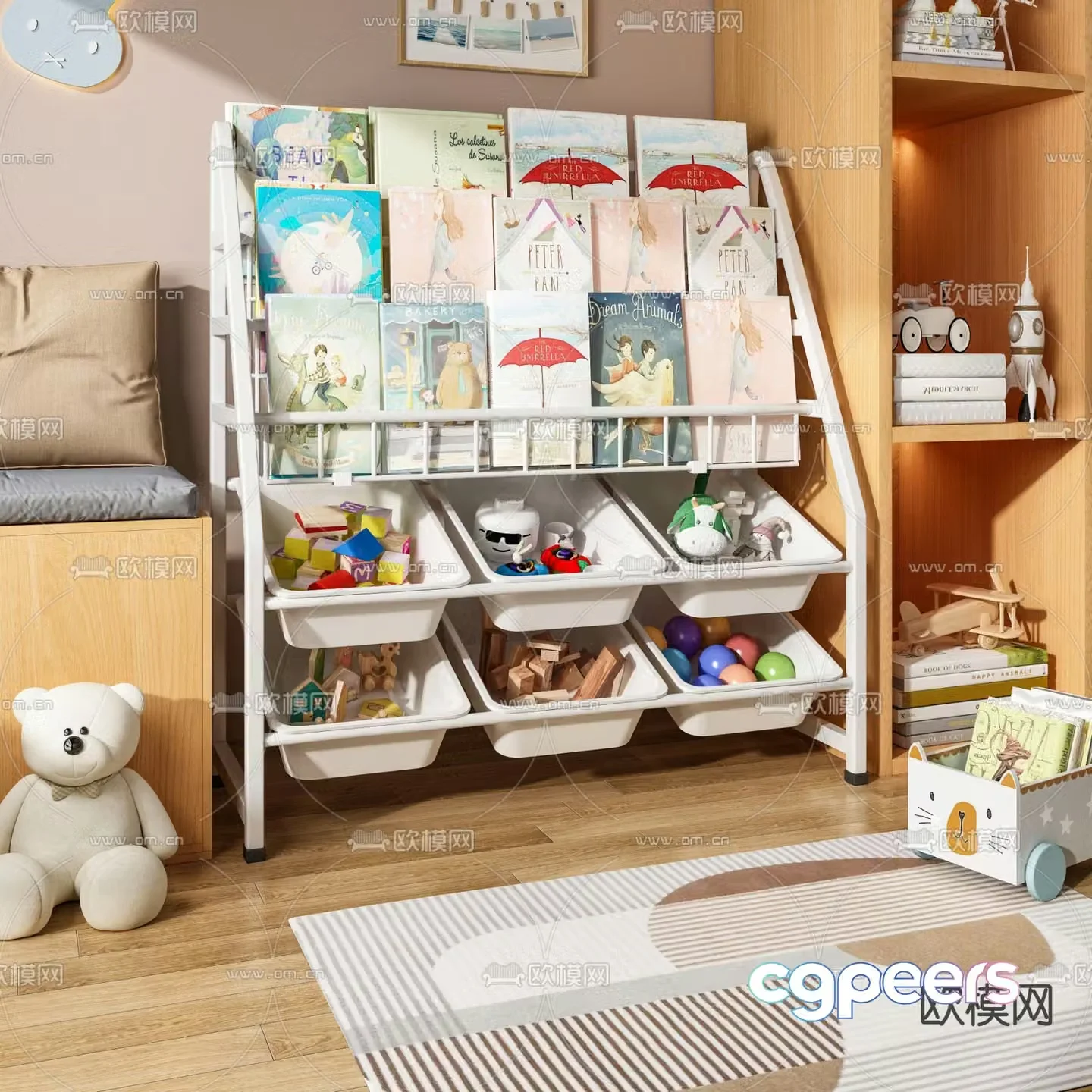 Children’s bookshelf toy shelf 3d model