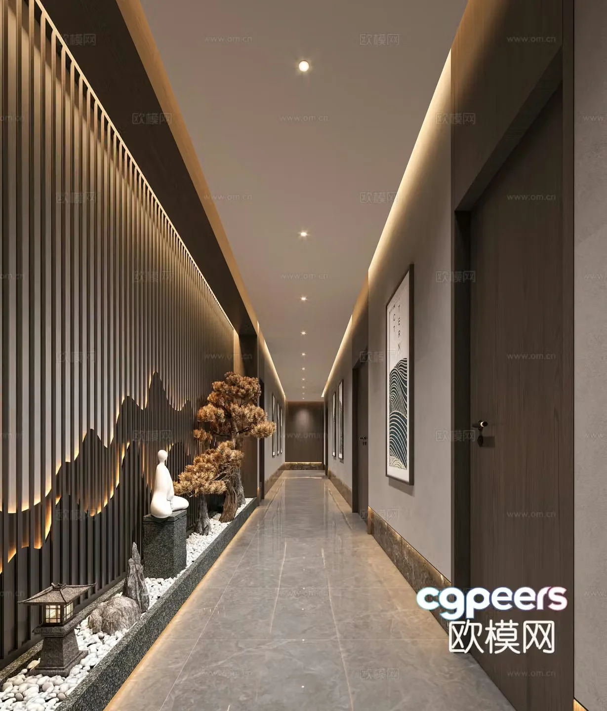 New Chinese hotel aisle 3D model