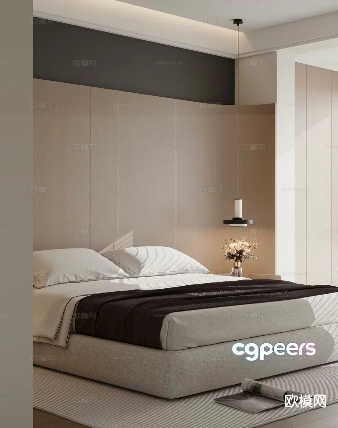 Modern double bed 3d model