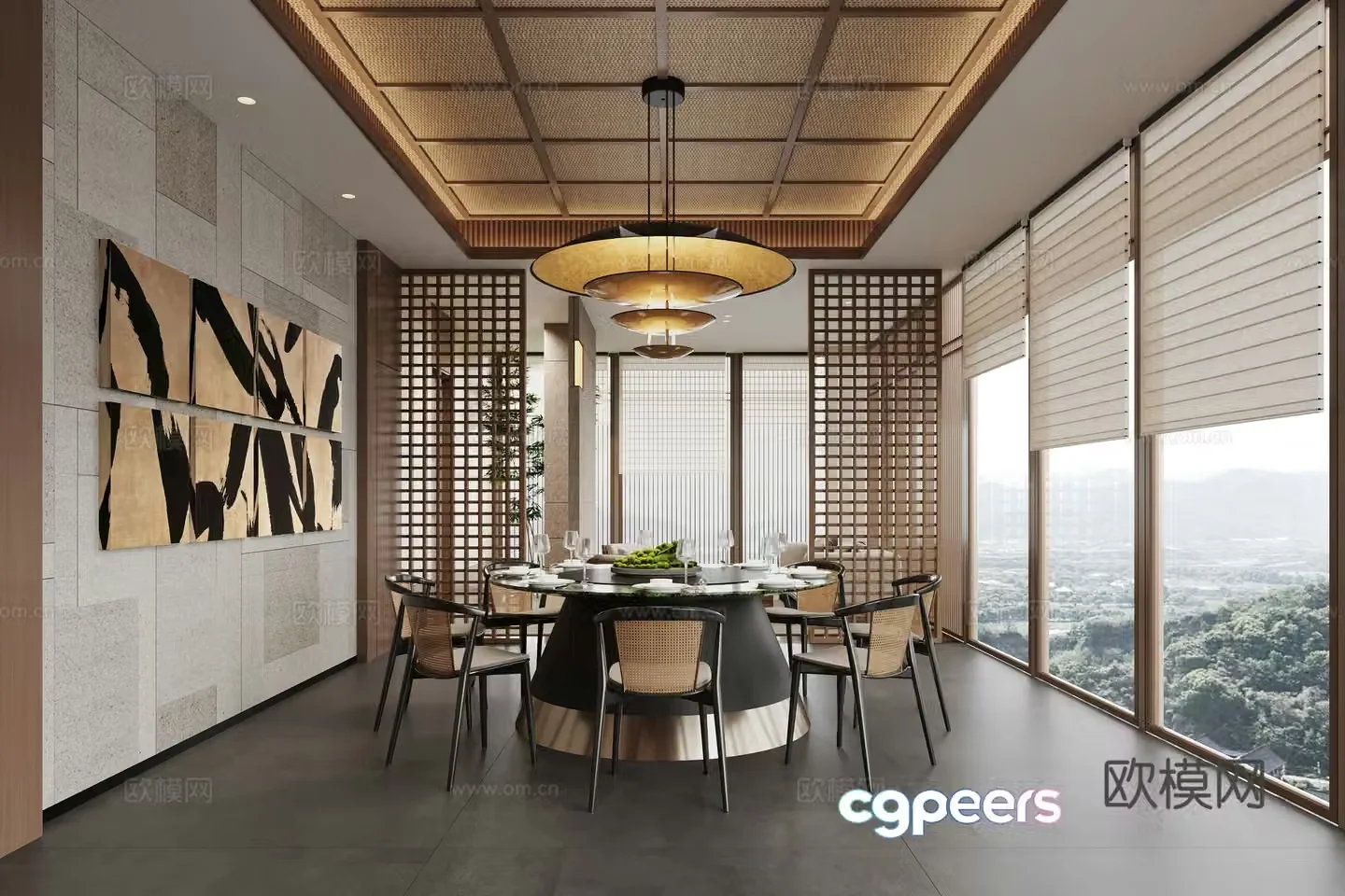 New Chinese restaurant private room 3D model