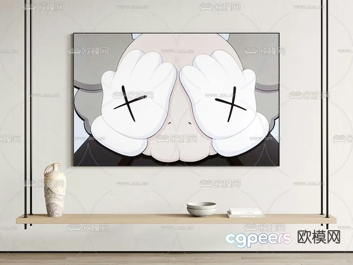 modern kaws decorative painting 3d model