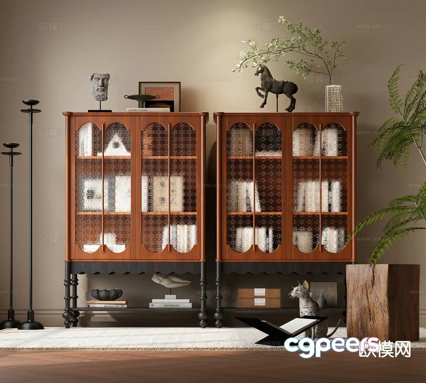 Middle-aged bookcase display case 3D model