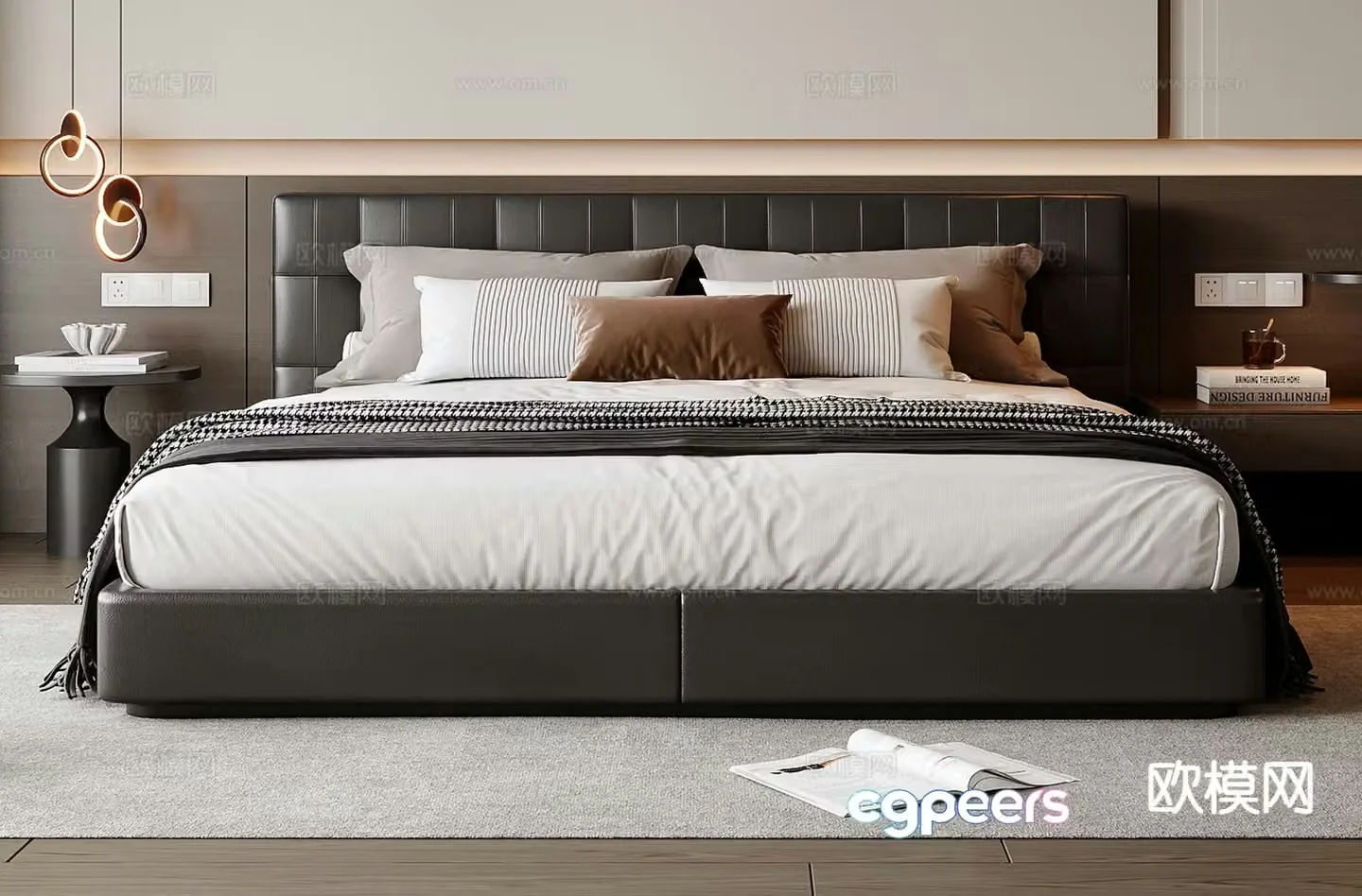 Modern double bed 3d model