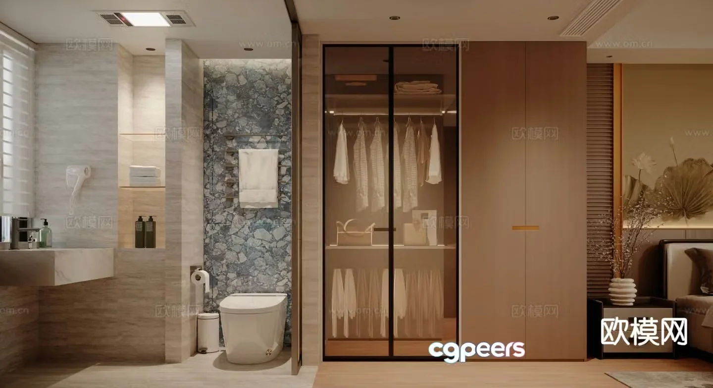 Log style bathroom cloakroom 3D model