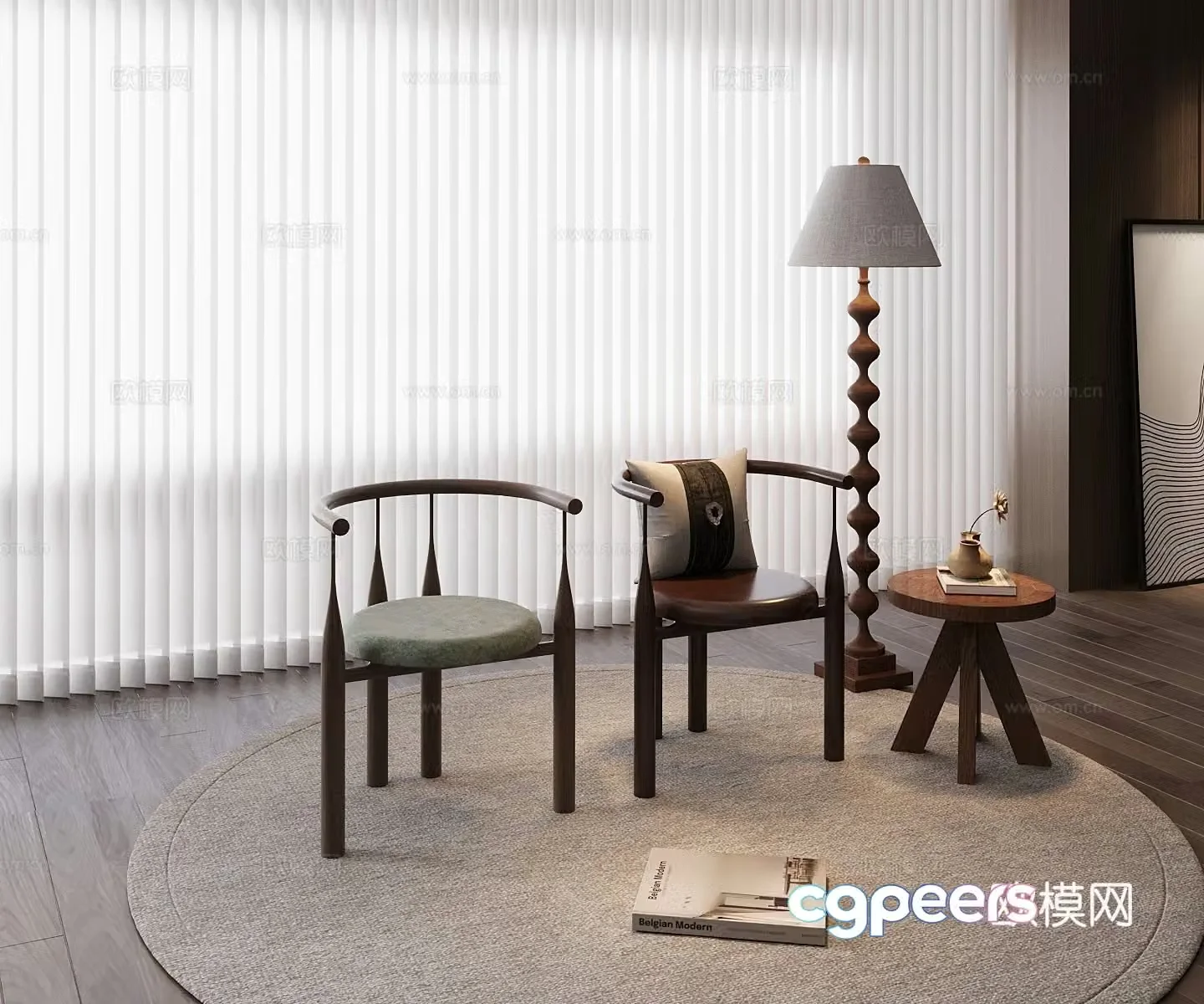 New Chinese single chair 3D model