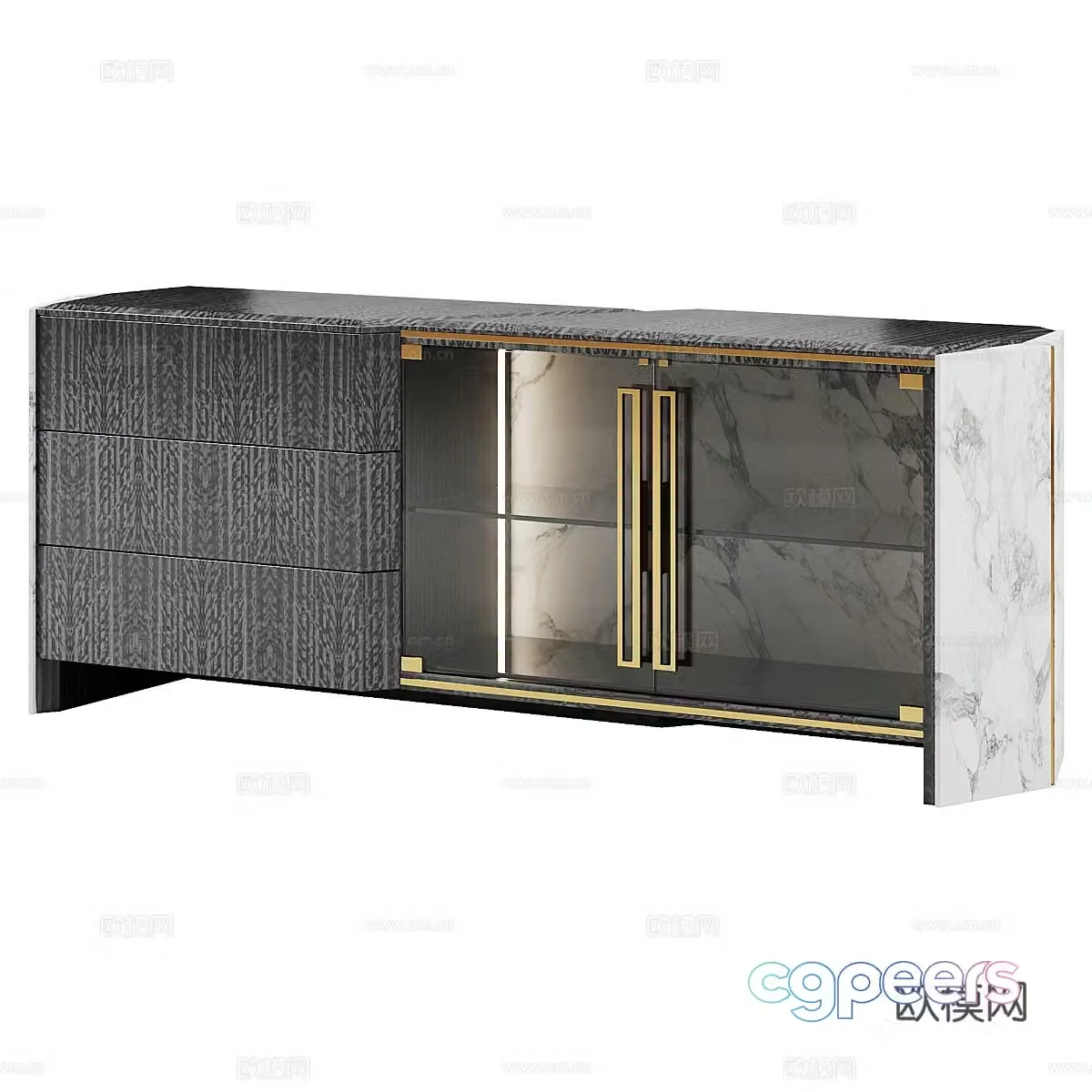Light luxury TV cabinet 3D model