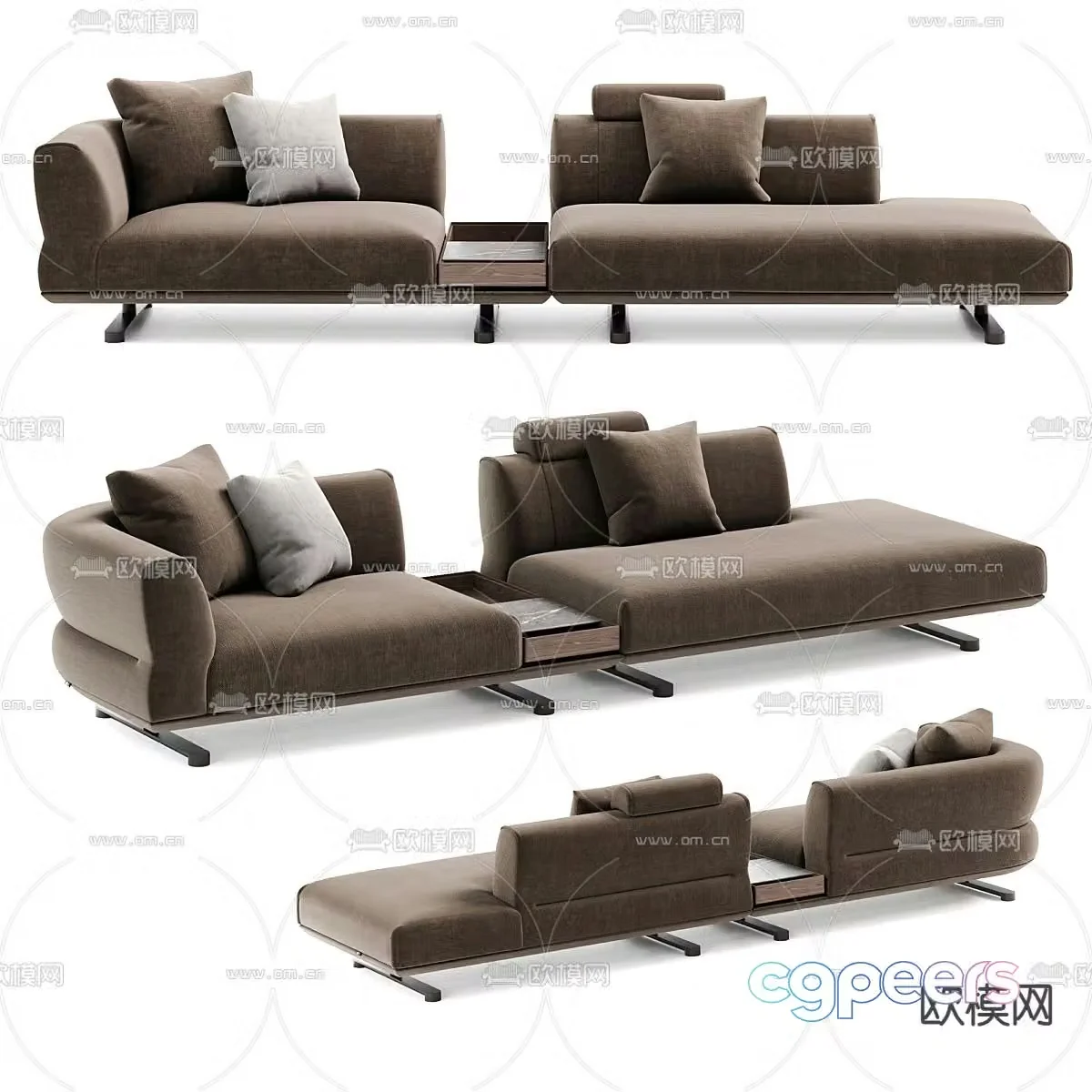 Modern multi-seater sofa 3d model