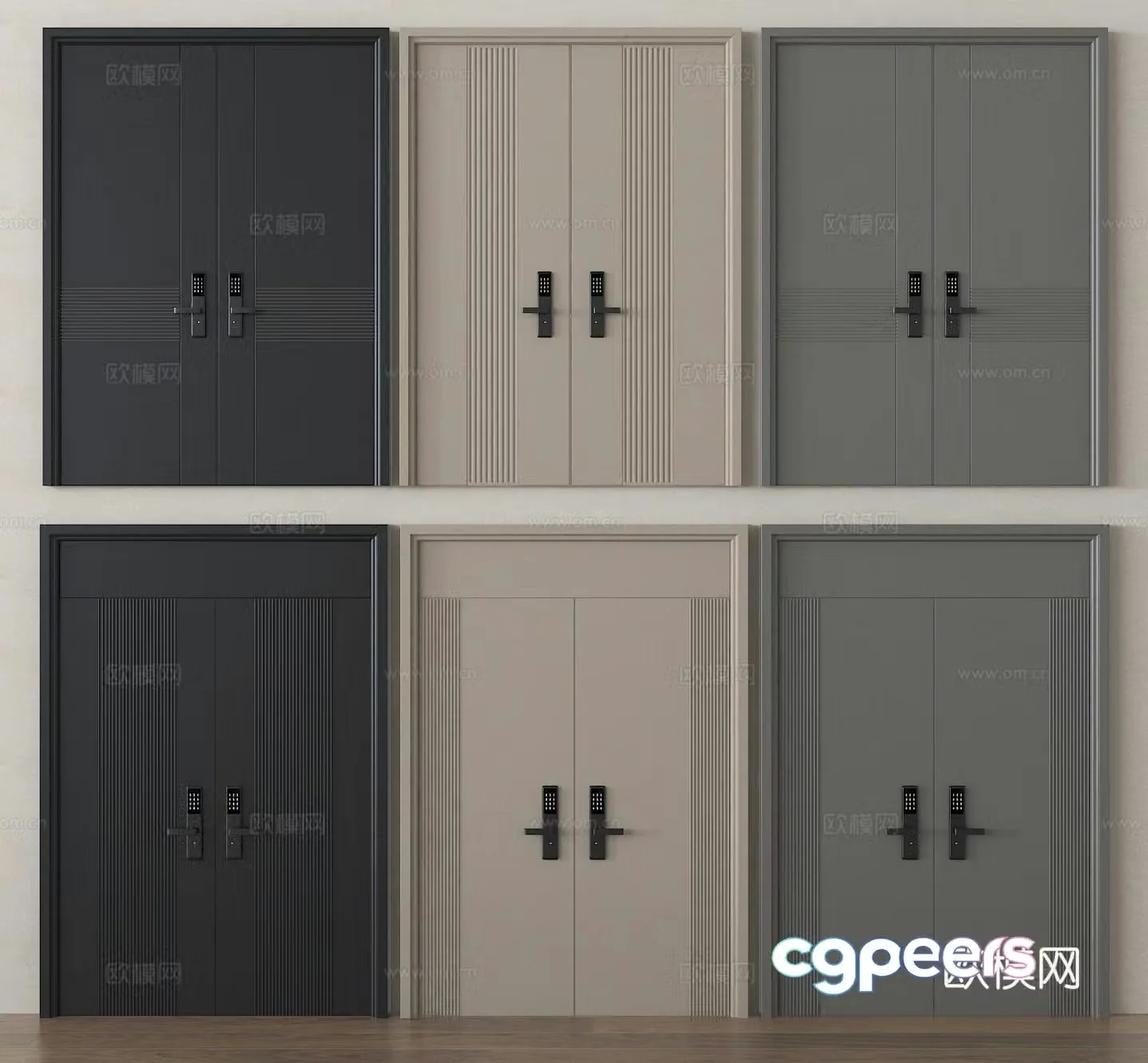 Double door conference room door 3d model