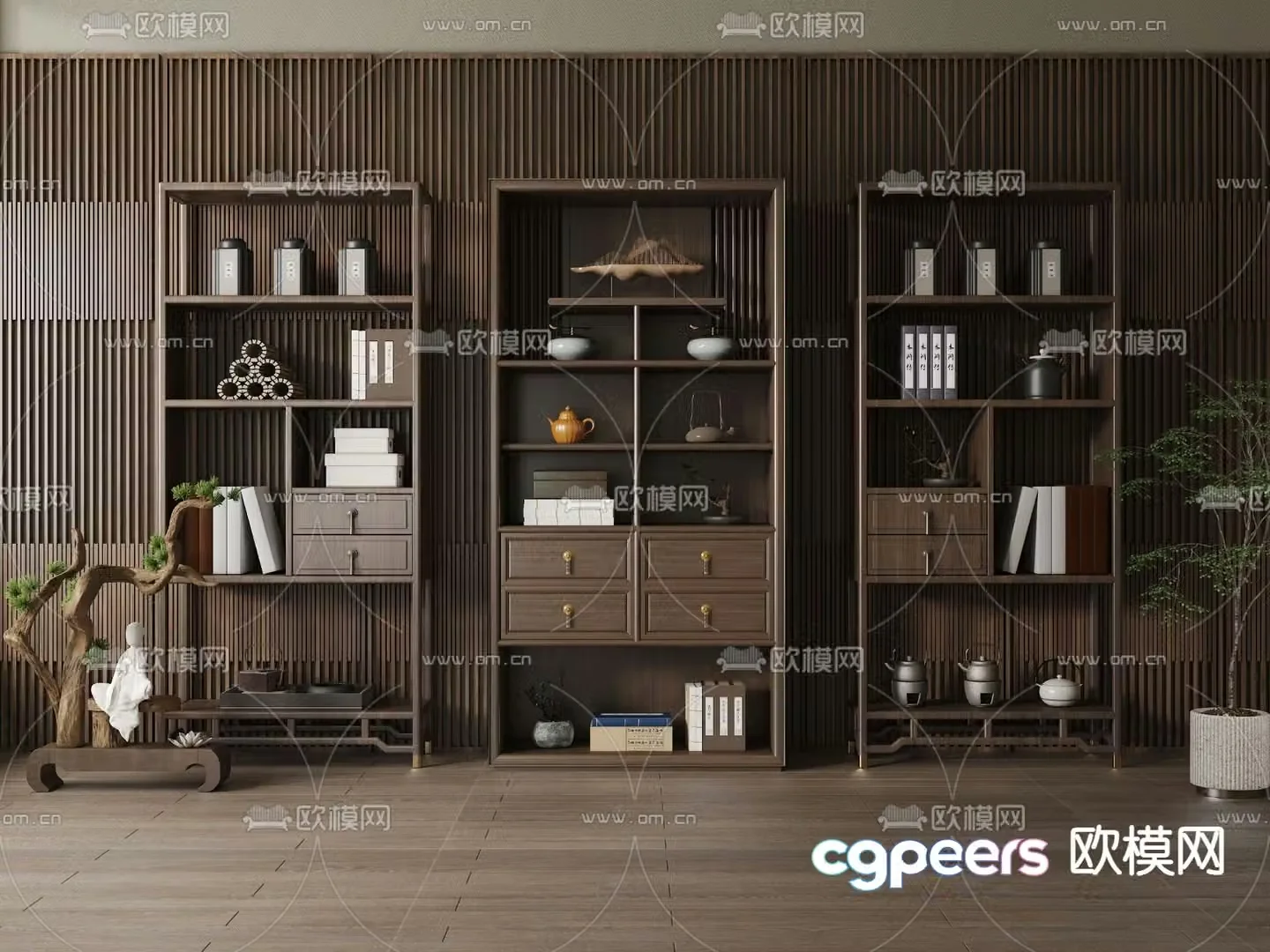 New Chinese style 3D model of Bo Gu shelf