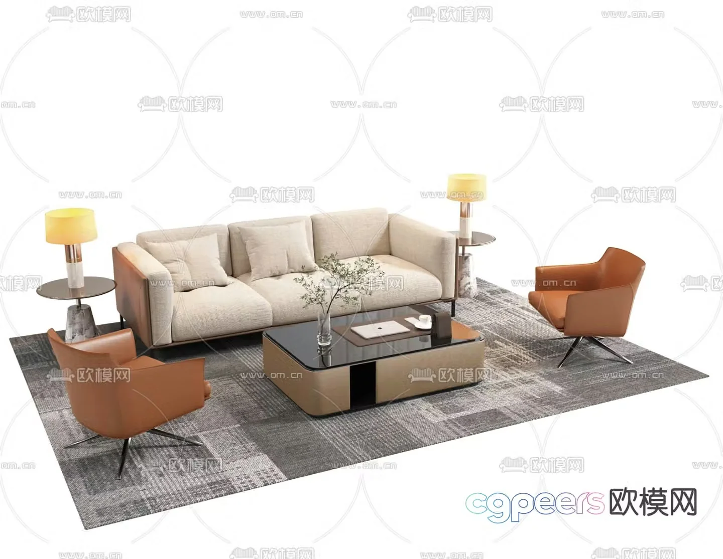 Sectional sofa office sofa 3d model