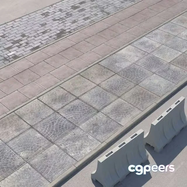 3ds Max Free – 3 versions of the sidewalk with the road