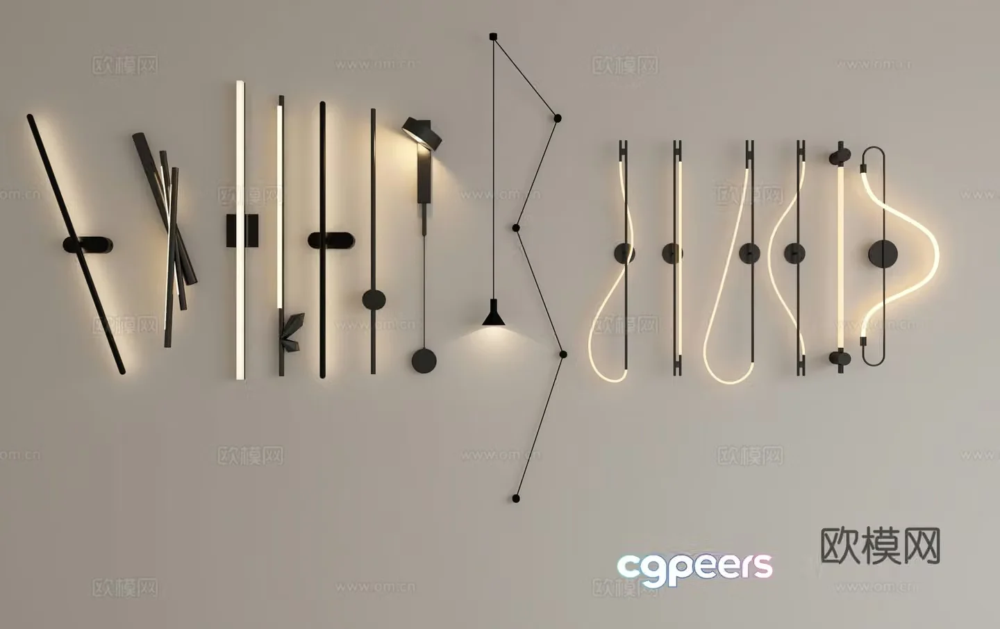 Modern minimalist wall light strip wall light 3d model