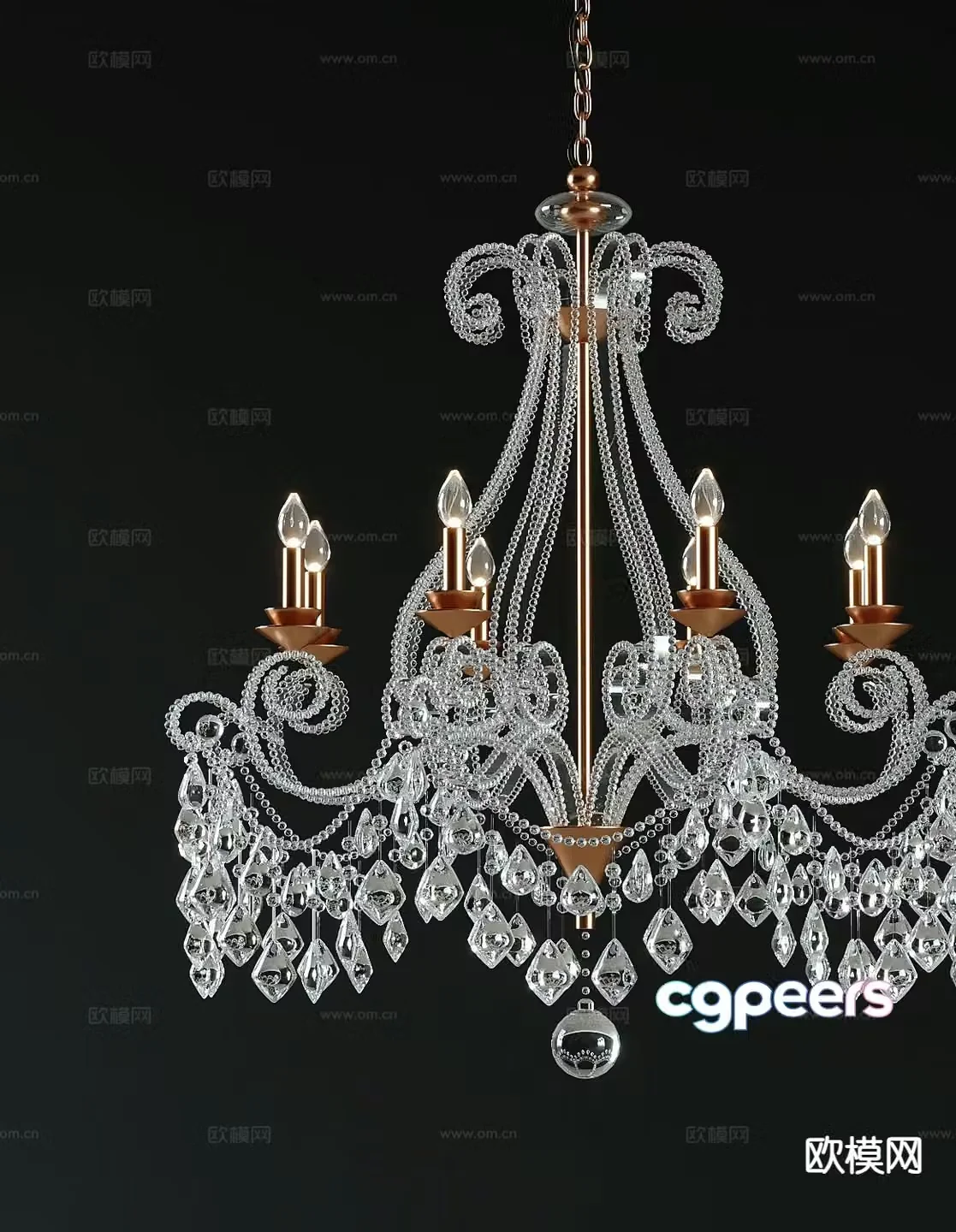 European crystal chandelier 3d model