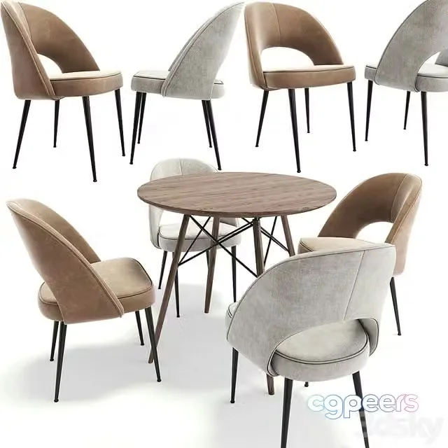 3ds Max Free – Dining Chair Set 08