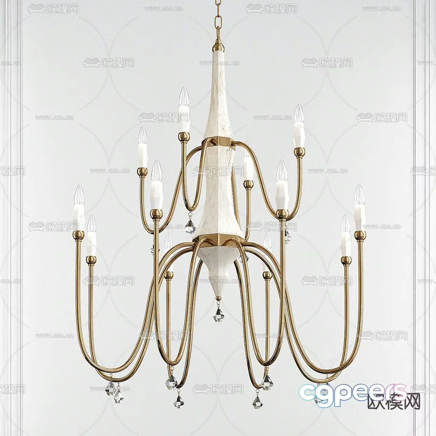 European chandelier crystal chandelier metal chandelier 3d model