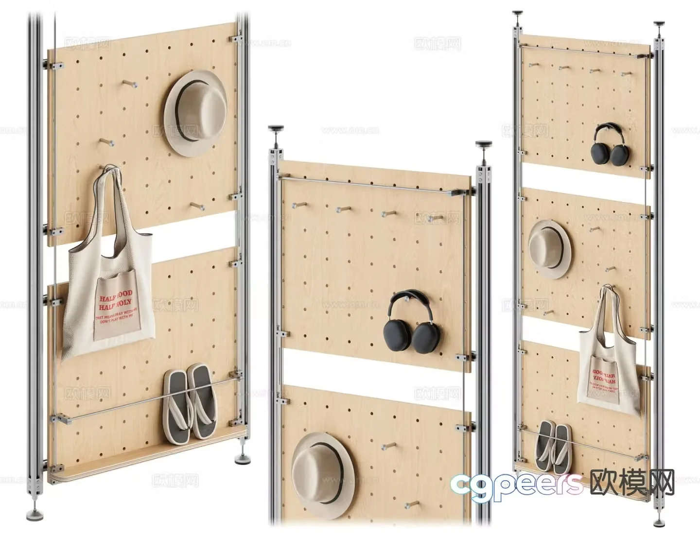Aluminum profile hole board wall decorative board 3D model